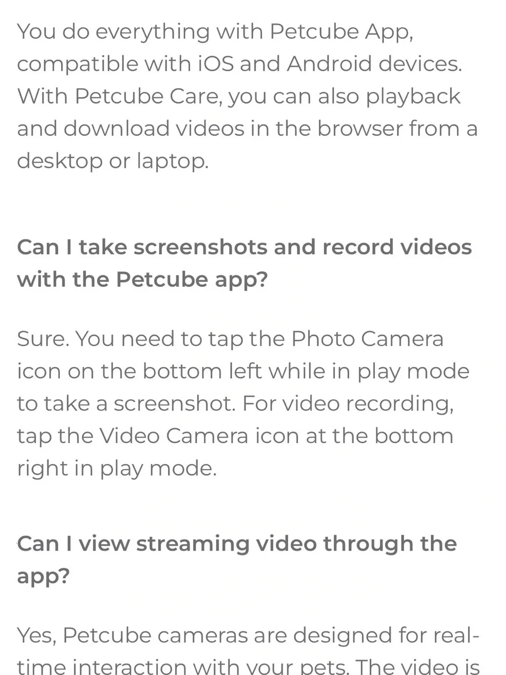 Petcube 360* Compact Home Pet Camera with USB Cable and Wall Mount